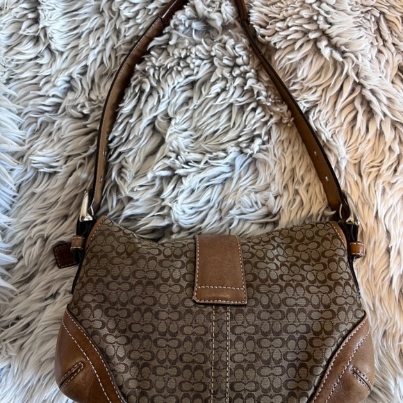 Coach Vintage Y2k Soho Brown Mini Leather Signature Jacquard Shoulder Purse Bag - Picture 4 of 10